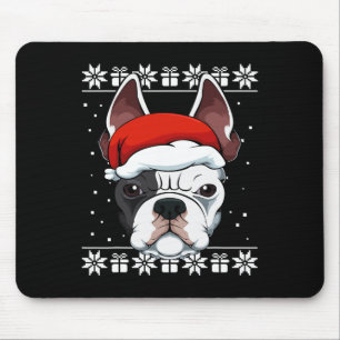 Alfombrilla De Ratón Bulldog Santa Hat Navidades Pajama Cute Perro Feo
