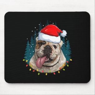 Alfombrilla De Ratón Bulldog usando Navidad de Santa Hat - Bulldog Love