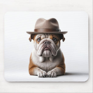 Alfombrilla De Ratón Bulldog Usando un Fedora