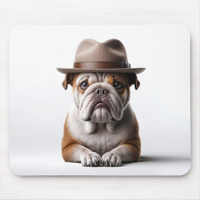 Alfombrilla De Ratón Bulldog Usando un Fedora (Frente)