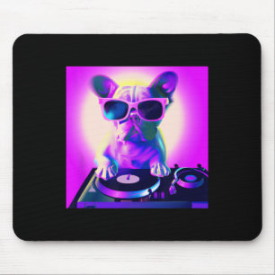Alfombrilla De Ratón Bulldog Vaporwave Dj Perro Mujeres Estéticas Chica