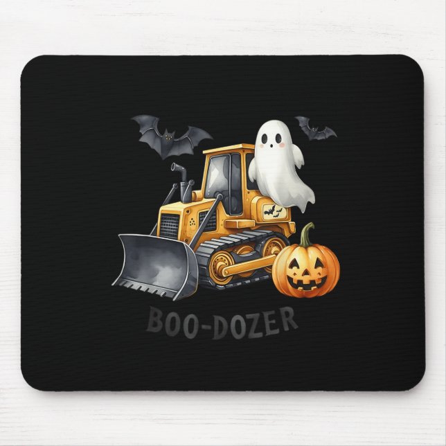 Alfombrilla De Ratón Bulldozer Halloween Boo Dozer Construcción Camión  (Frente)