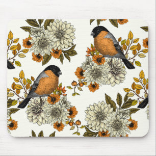 Alfombrilla De Ratón Bullfinch en florales otoñales 2