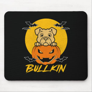 Alfombrilla De Ratón Bullkin Halloween Funny Bulldog Calabaza Halloween