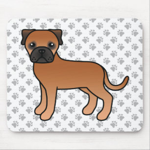 Alfombrilla De Ratón Bullmastiff Rojo Perro de Dibujos Animados Lindo