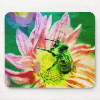 Alfombrilla De Ratón Bumble Bee En Daisy Flower Resumen Arte
