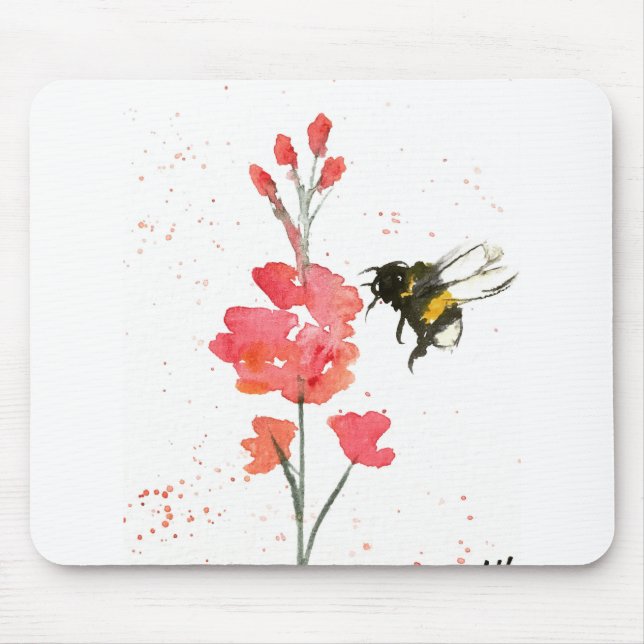 Alfombrilla De Ratón Bumblebee y flor (Frente)
