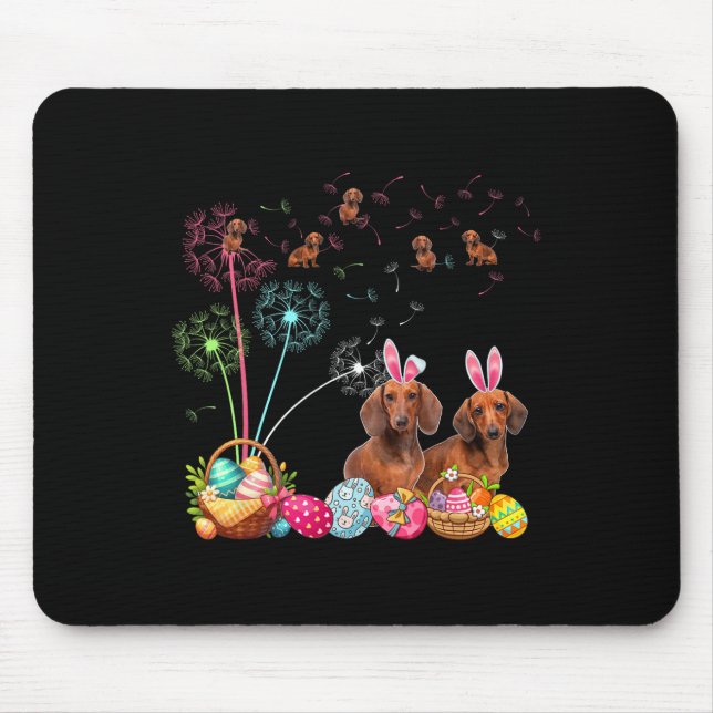 Alfombrilla De Ratón Bunny Dachshunds Dandelions Hu (Frente)