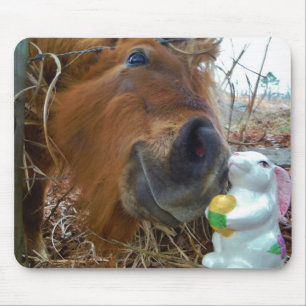 Alfombrilla De Ratón Bunny de Pascua y caballo marrón