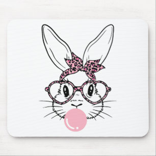 Alfombrilla De Ratón Bunny Face Leopard Gles Bubblegum Chica del Día de