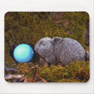 Alfombrilla De Ratón Bunny gris, bola de golf azul