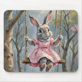Alfombrilla De Ratón Bunny On a Swing