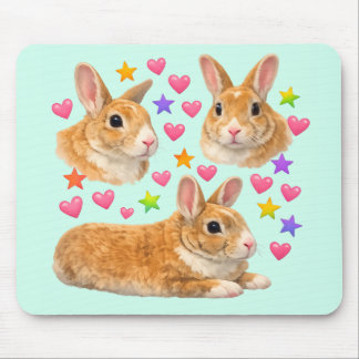 Alfombrilla De Ratón bunny rabbit kawaii cute rainbow pet mom