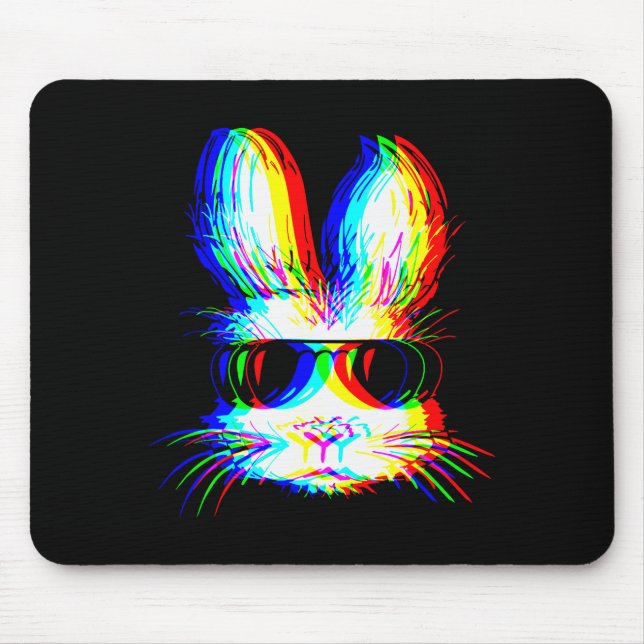 Alfombrilla De Ratón Bunny Trippy Varwave Easter Techno Rave Edm Music  (Frente)