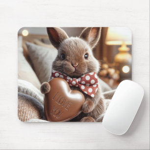 Alfombrilla De Ratón Bunny with an I love Chocolate Heart