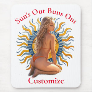 Alfombrilla De Ratón Buns Out Bikini Beach Chica Thunder_Cove
