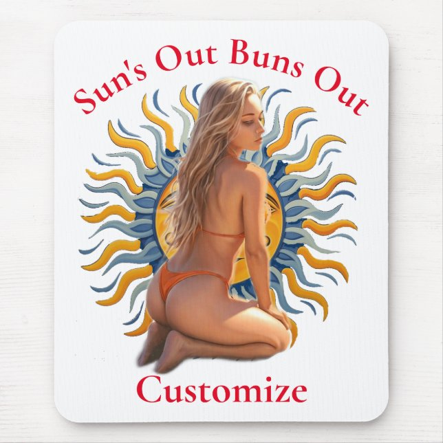 Alfombrilla De Ratón Buns Out Bikini Beach Chica Thunder_Cove (Frente)