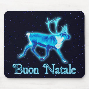 Alfombrilla De Ratón Buon Natale - Blue Caribou (reno)