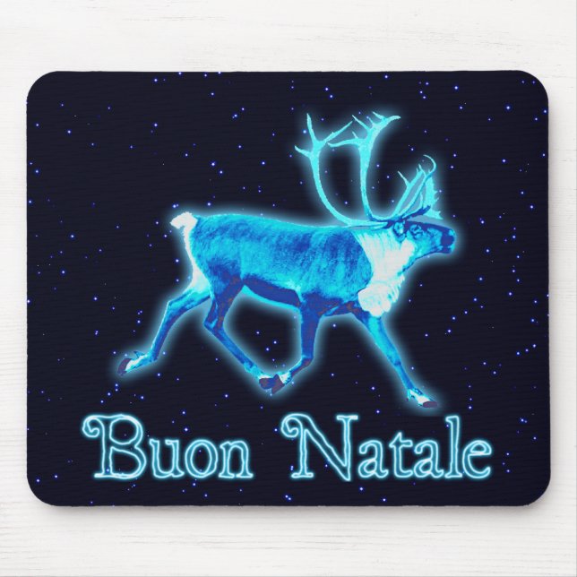 Alfombrilla De Ratón Buon Natale - Blue Caribou (reno) (Frente)