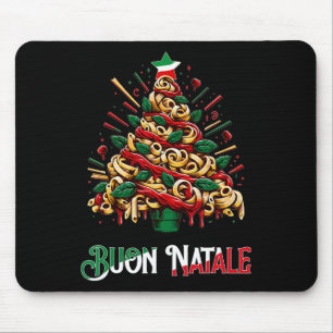 Alfombrilla De Ratón Buon natale pasta italiana navidad árbol de navida