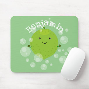 Alfombrilla De Ratón Burbujas de cal verde suave ilustracion personaliz