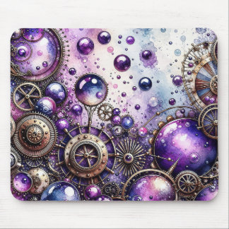 Alfombrilla De Ratón Burbujas y engranajes de estilo steampunk en acuar