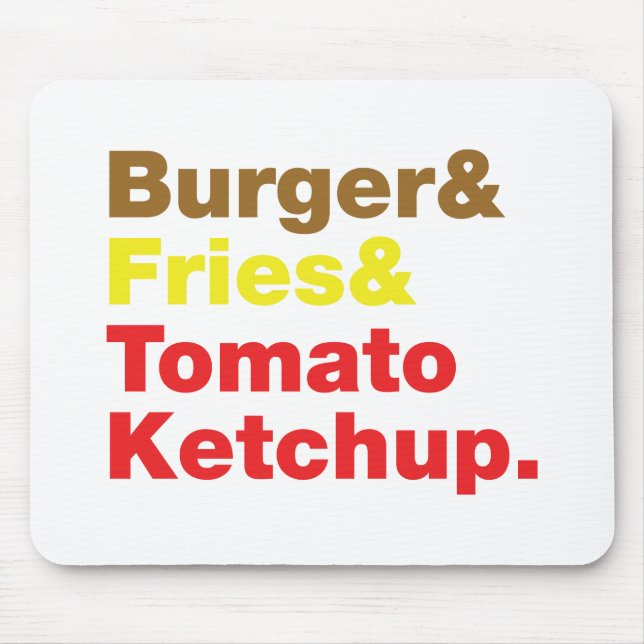 Alfombrilla De Ratón Burger & Fries & Tomate Ketchup. (Frente)