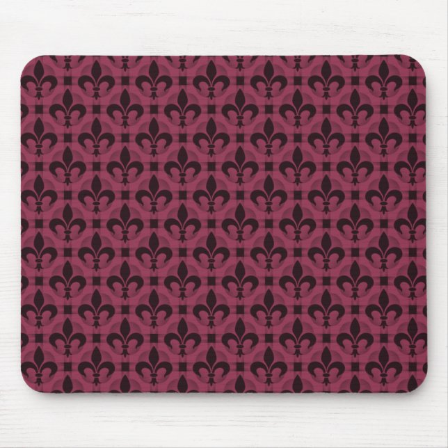 Alfombrilla De Ratón Burgundy Fancy Fleur de lis Mousepad (Frente)