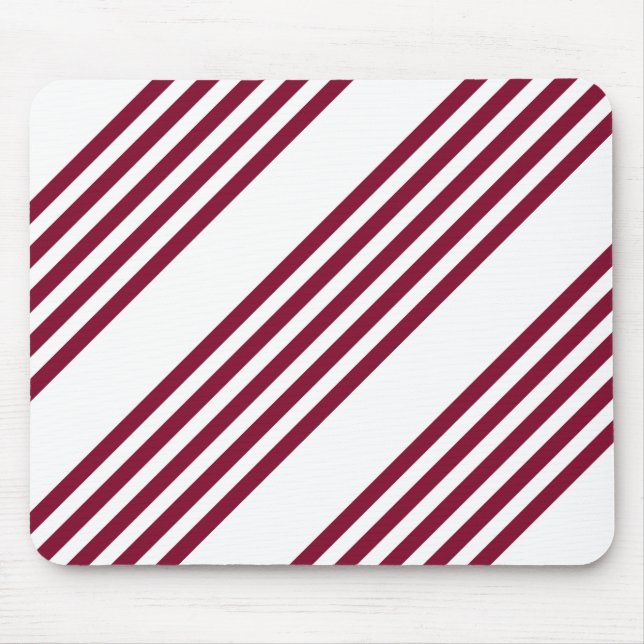 Alfombrilla De Ratón Burgundy red and white five stripe pattern (Frente)