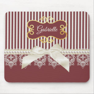 Alfombrilla De Ratón Burgundy Stripe Lace Nombre