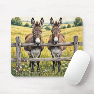 Alfombrilla De Ratón Burros por una cerca en una pastelería agrícola