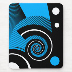 Alfombrilla De Ratón Busepad moderno, abstracto, blau, blanco, negro