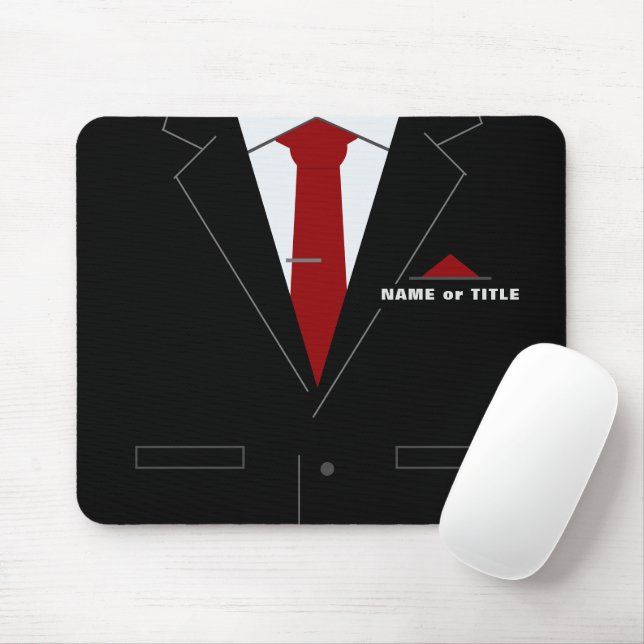 Alfombrilla De Ratón Business Name Office Mouse Pad Black Suit Necktie (Con ratón)