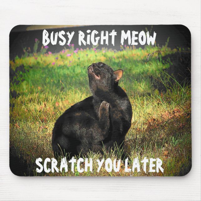 Alfombrilla De Ratón Busy Right Meow Cat Meme (Frente)