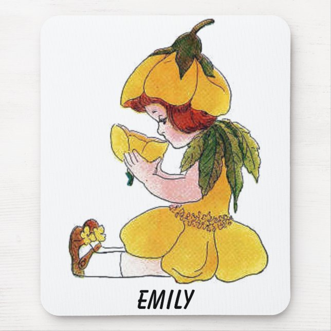 Alfombrilla De Ratón Buttercup Flor Niñita graciosa linda niña (Frente)