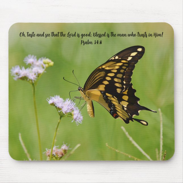 Alfombrilla De Ratón Butterfly Faith Bible Verse Nature Mouse Pad (Frente)