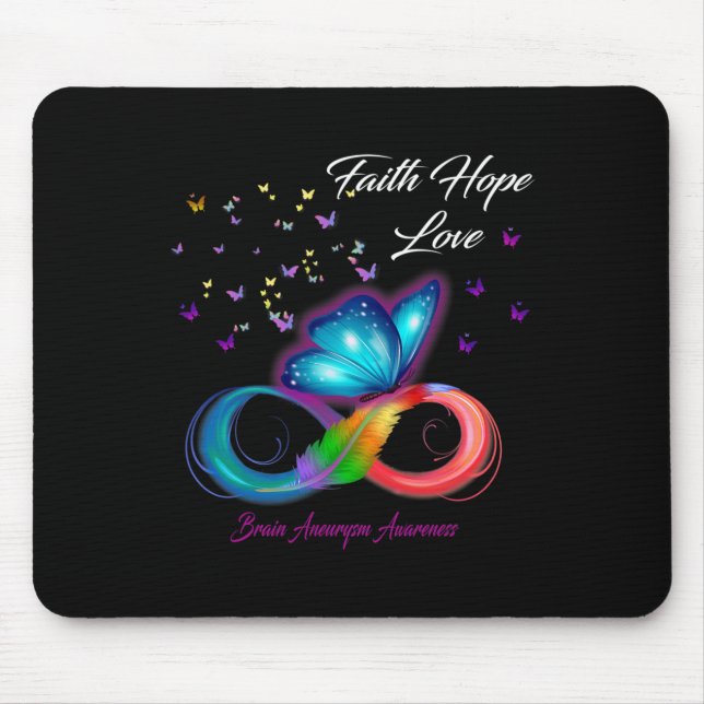 Alfombrilla De Ratón Butterfly Faith Hope Love Brain Aneurysm Awareness (Frente)