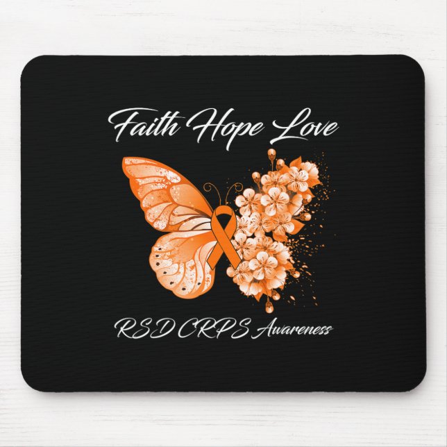 Alfombrilla De Ratón Butterfly Faith Hope Love Rsd Crps Conciencia 1 (Frente)