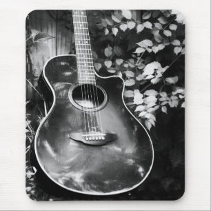 Alfombrilla De Ratón Buzón negro y blanco de guitarra
