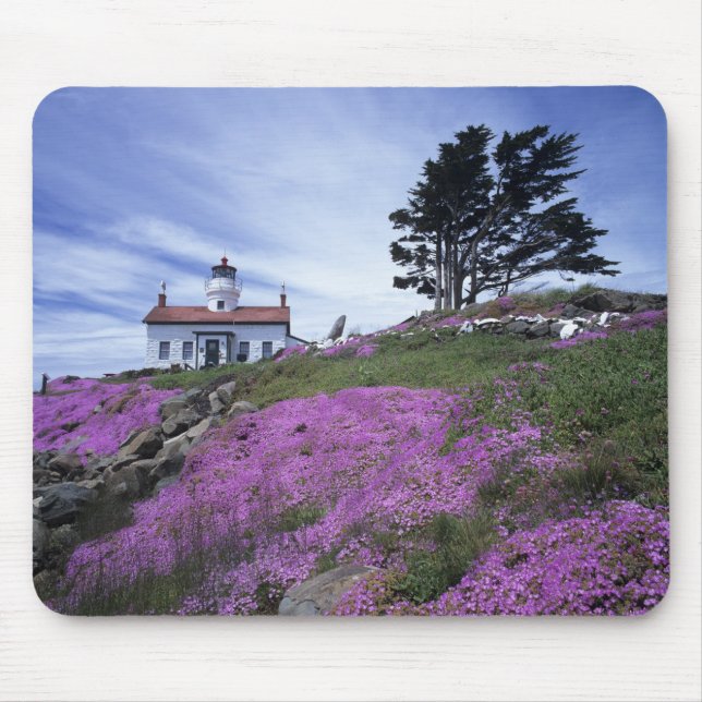 Alfombrilla De Ratón CA, Crescent City, faro de Battery Point con (Frente)