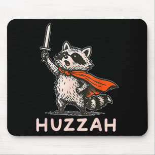 Alfombrilla De Ratón Caballero Mapache Retro Huzzah Cita Divertida Meme