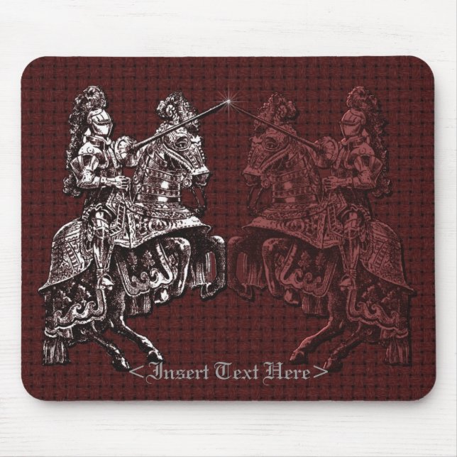 Alfombrilla De Ratón Caballeros medievales Silver y Red Mouse Pad (Frente)