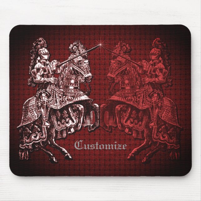 Alfombrilla De Ratón Caballeros Rojos Medievales (Frente)