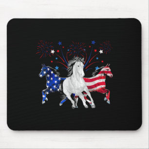 Alfombrilla De Ratón Caballo 4 de julio Bandera Patriótica Americana
