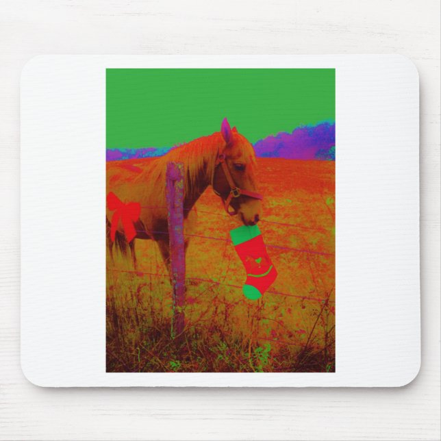Alfombrilla De Ratón Caballo arcoiris navidades (Frente)