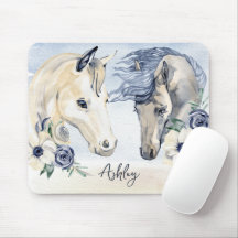 Caballo azul gris con flores nombre personalizado