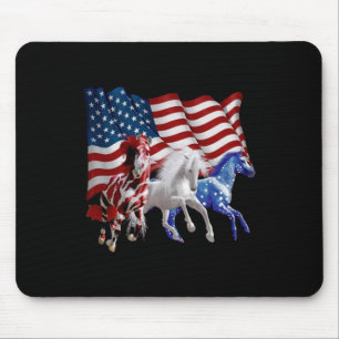Alfombrilla De Ratón Caballo Bandera Estadounidense