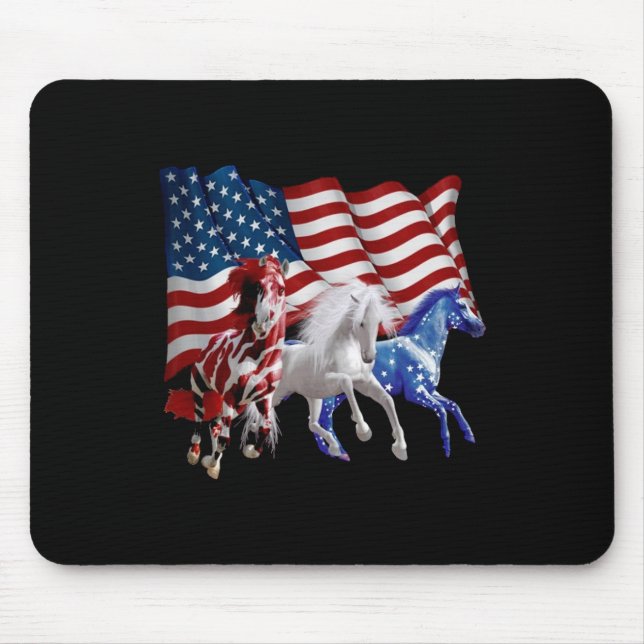 Alfombrilla De Ratón Caballo Bandera Estadounidense (Frente)