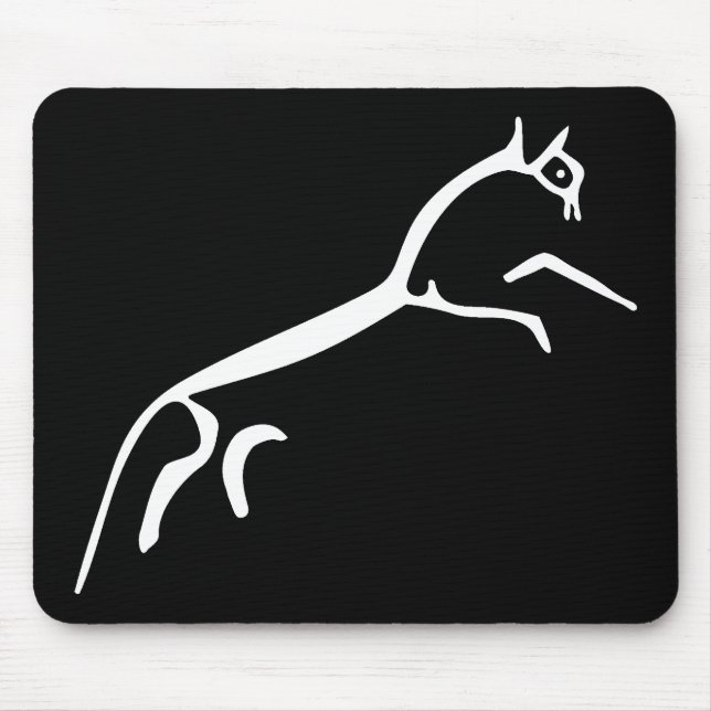Alfombrilla De Ratón Caballo blanco (castillo) de Uffington - negro (Frente)