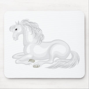 Alfombrilla De Ratón Caballo Blanco Lindo Amor Equitación Amor Caballos